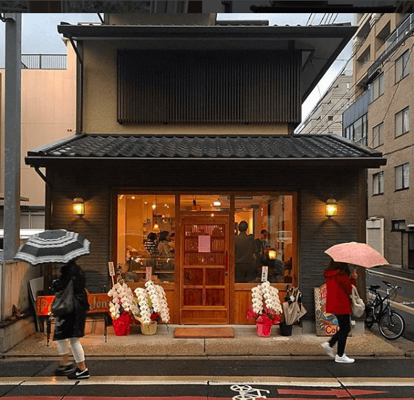 Rokkaku cafe small buildings of Kyoto Japan