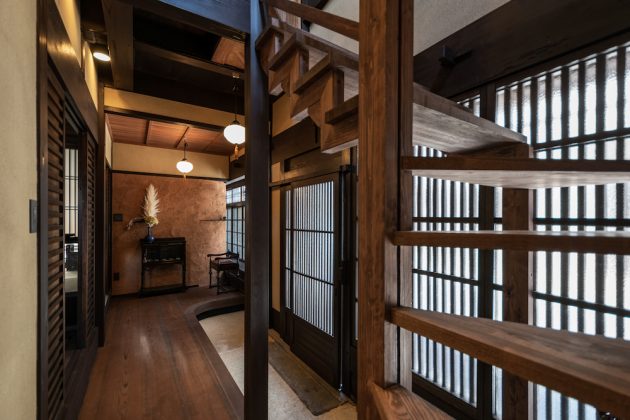 Renovated machiya interior design Otsu Shiga Hachise Japan
