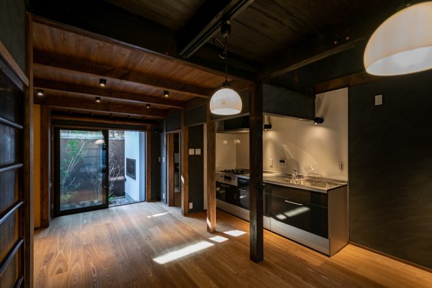 Renovated machiya interior design kitchen Miidera Otsu Shiga Hachise Japan