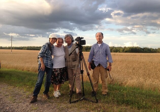 Filmmaker and crew in Belarus.